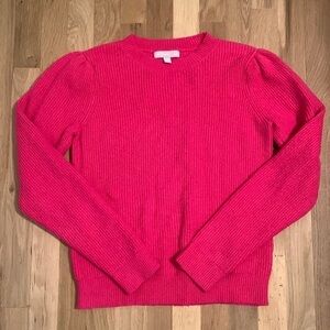 𝅺chelsea28 Puff Sleeve Crewneck Long Sleeve Pullover Sweater Hot Pink Women’s M